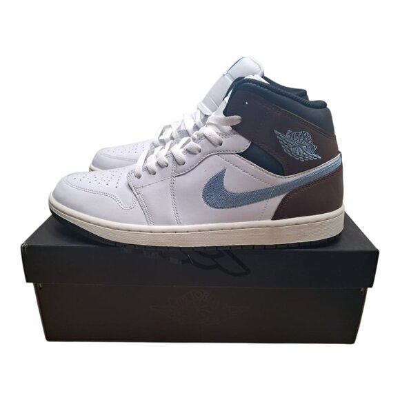 New Jordan Nike Air 1 Mid SE Men's Shoes White/Light Blue/Brown - Size : 11.5 US - Picture 5 of 15